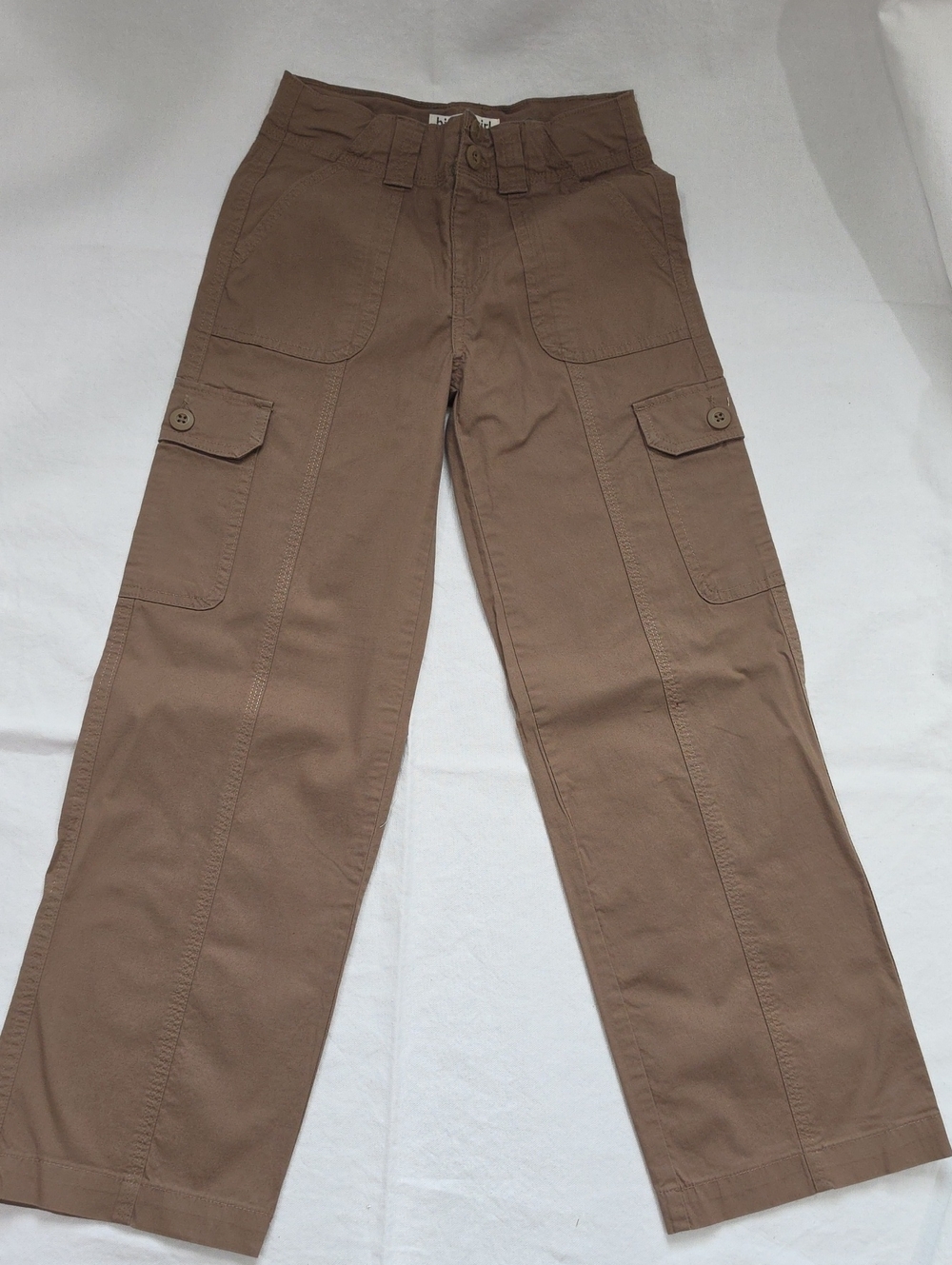 Girl's Super Cute Brown Cargo Pants with Button Flap Pockets